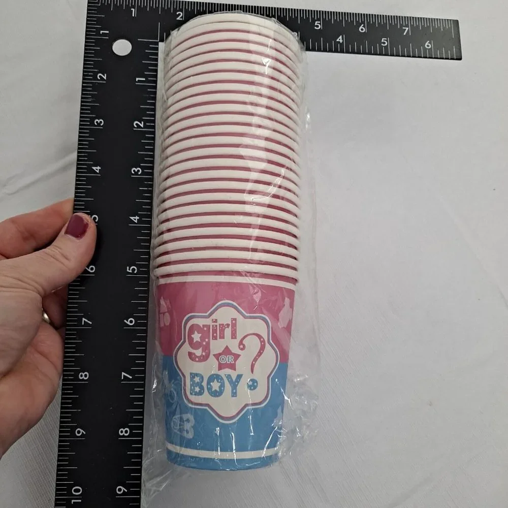 Gender Reveal Party Cups Girl Or Boy Paper Punch Drinking 24 count